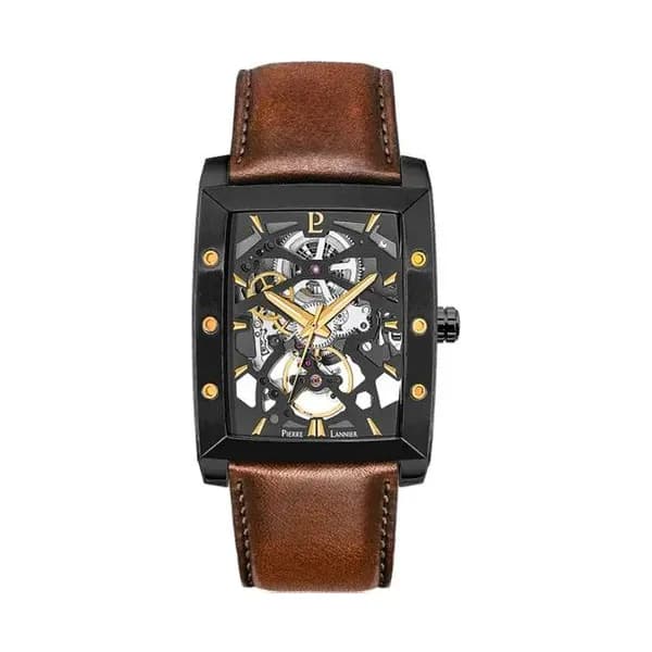 Pierre Lannier Montre Automatique Pierre Lannier Collection Hector en Cuir Marron
