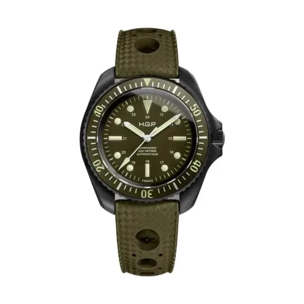 HGP Montre de plongée Diver 200M Automatic Commando - Vert & Noir