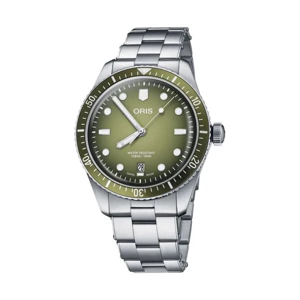 Oris Montre Oris Plongée Divers Sixty-Five Date automatique cadran vert bracelet acier 40 mm