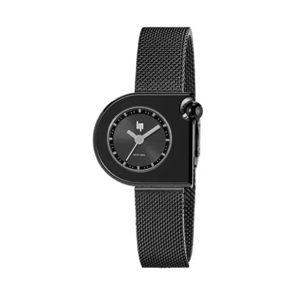 Lip Montre LIP Femme MACH 2000 Mini Moon Cadran Noir Bracelet Milanais
