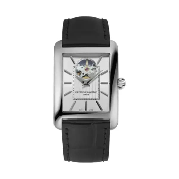 Frédérique Constant Montre Frédérique Constant Classics Carrée Heart Beat Automatique Automatique Cadran Argent Bracelet Cuir - FC-311S4C26