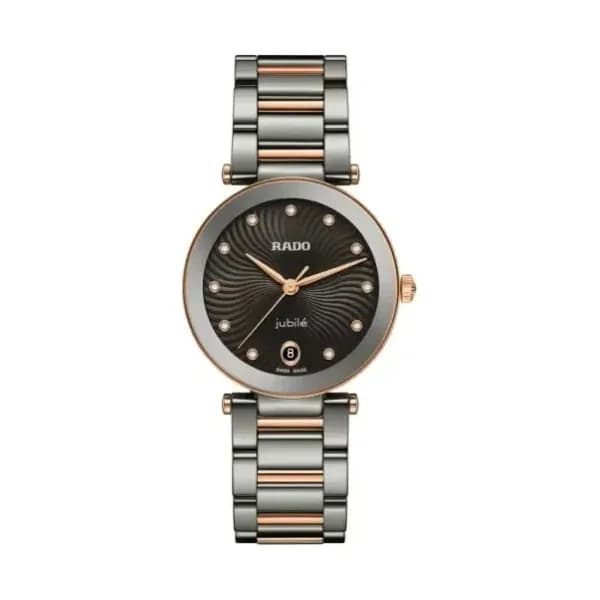 Daniel Gérard Montre Rado LaCoupole Quartz Cadran Noir Serti Diamants 31.0 mm