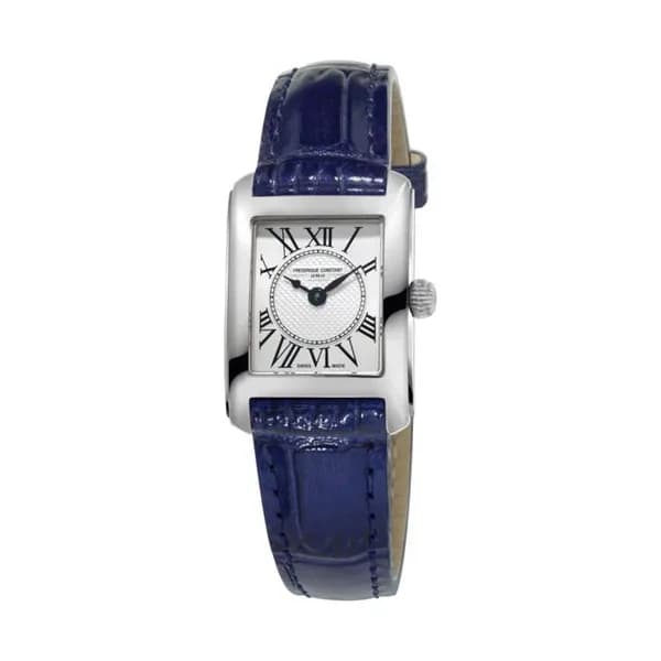 Frédérique Constant Montre Frédérique Constant Classics quartz cadran argenté bracelet cuir bleu