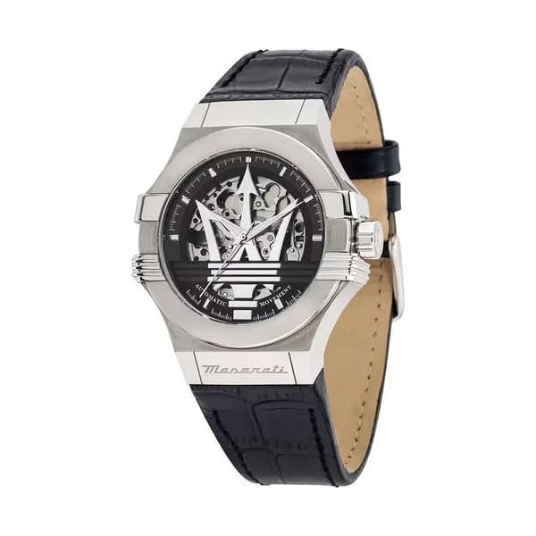 Maserati Montre Automatique Maserati Collection Potenza en Cuir Noir
