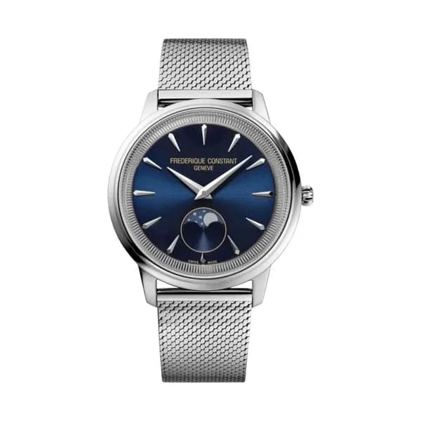 Frédérique Constant Montre Frédérique Constant Classics Moneta Moonphase quartz cadran bleu bracelet acier 37 mm