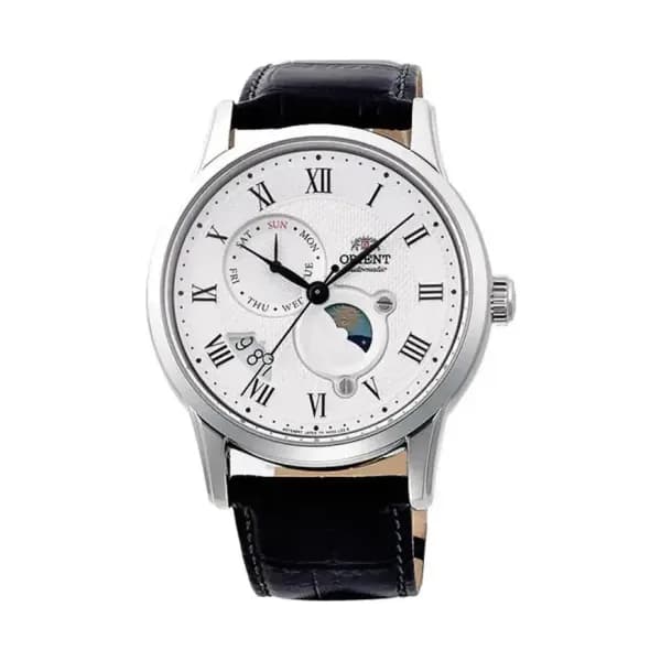 Orient Montre Automatique Orient Collection Sun &amp; Moon en Cuir Noir