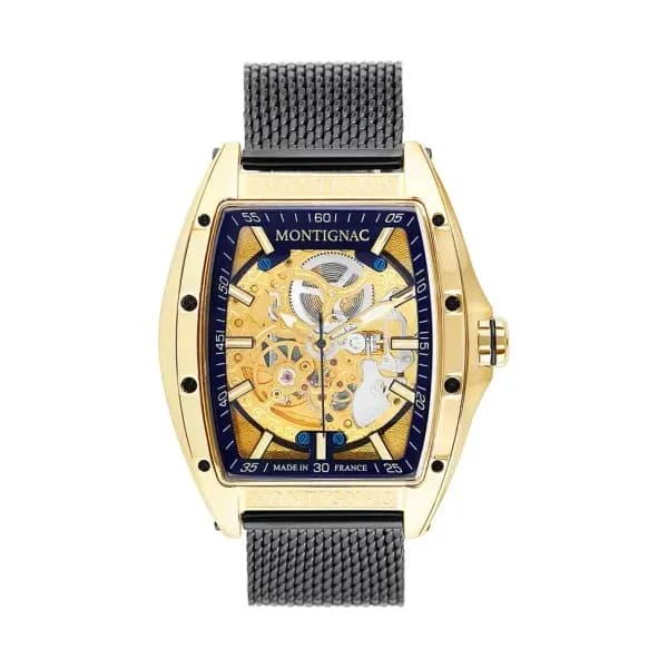 Montignac Montre automatique Homme Tonneau Noir