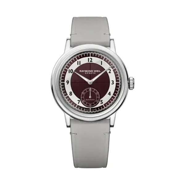 Raymond Weil Montre Millesime Small Seconds 39 mm - Cadran Tuxedo lie de vin et gris clair