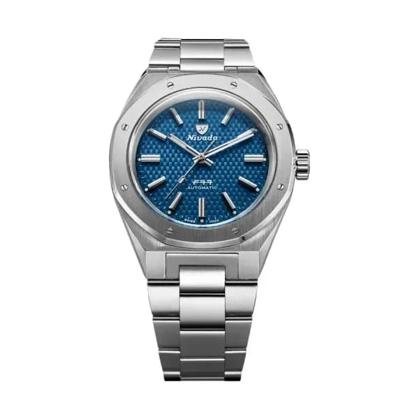 Nivada Grenchen Montre F77 41 Blue No Date 68041A77B