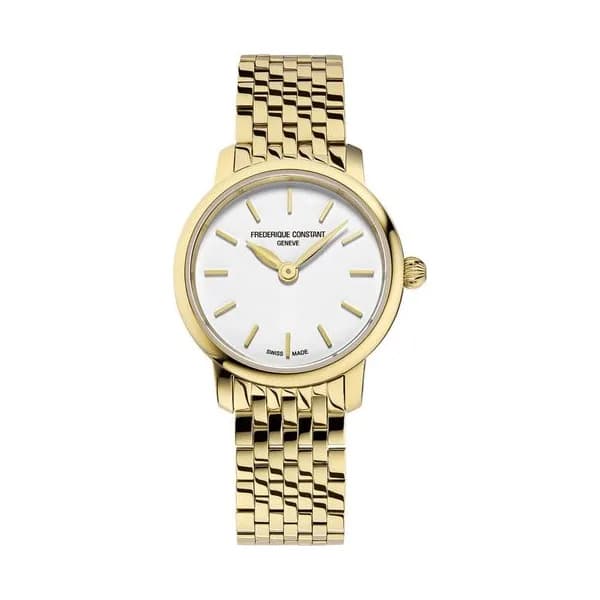 Frédérique Constant Montre Frédérique Constant Classics Ultra Slim Ladies quartz PVD or jaune cadran argenté bracelet acier 25 mm