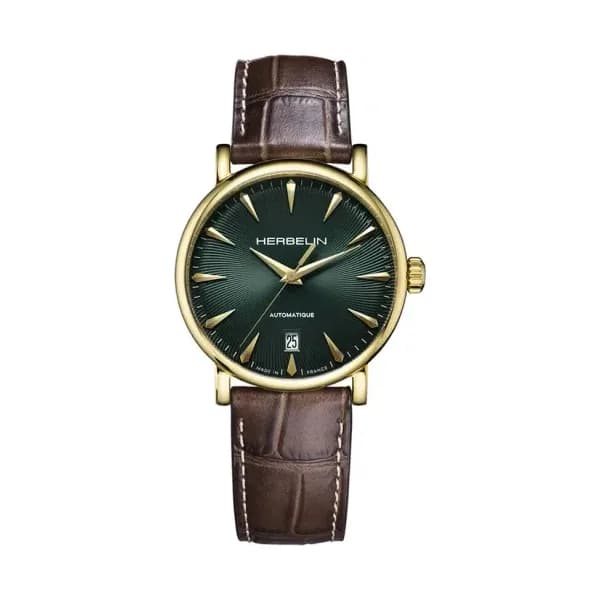 Michel Herbelin Montre Herbelin Inspiration Automatique Automatique Cadran Vert Bracelet Cuir - 2047P16MA