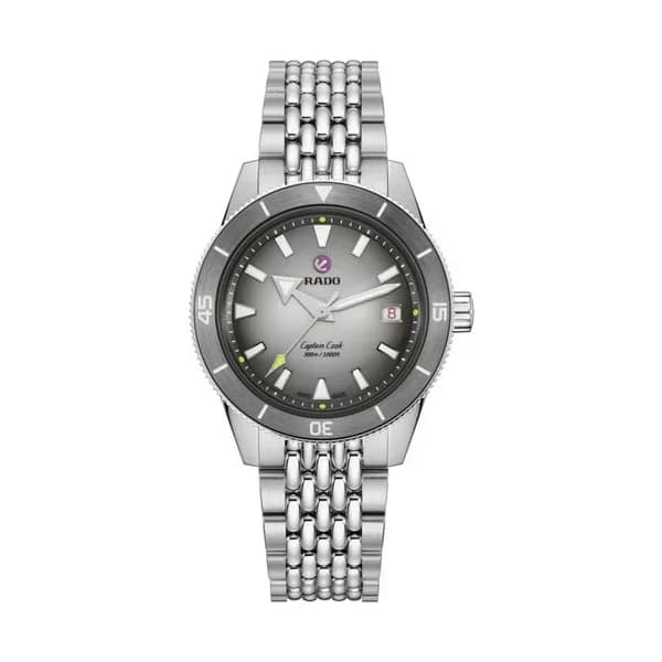 Rado Montre Rado Captain Cook High Tech Ceramic x Tennis Limited Edition auto cadran argenté 3 bracelets tissu NATO et 1 acier 39 mm