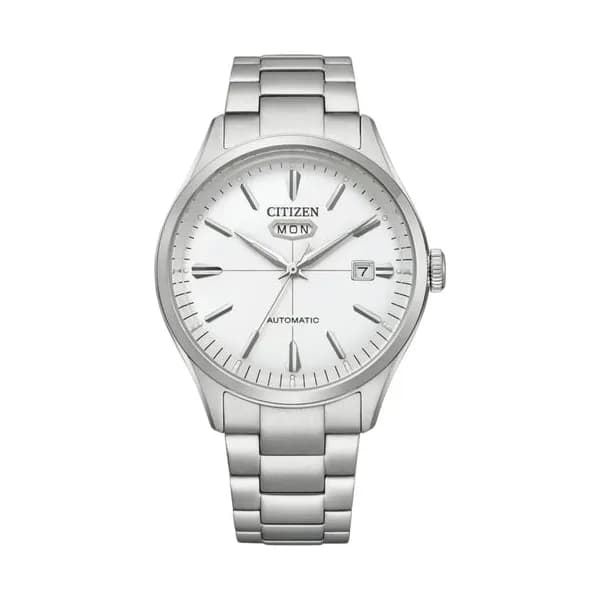 Citizen Montre Citizen Crystal 7 Mechanical Day Date automatique cadran blanc bracelet acier 40 mm