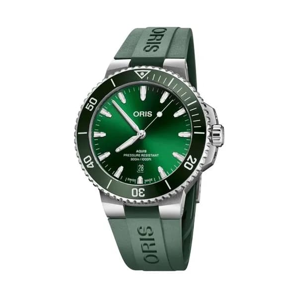 Oris Montre Oris Plongée Aquis Date Calibre 733 automatique cadran vert bracelet caoutchouc vert 43,5 mm