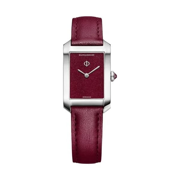 Baume & Mercier Montre Baume et Mercier Hampton quartz cadran pourpre bracelet cuir pourpre 35 x 22 mm