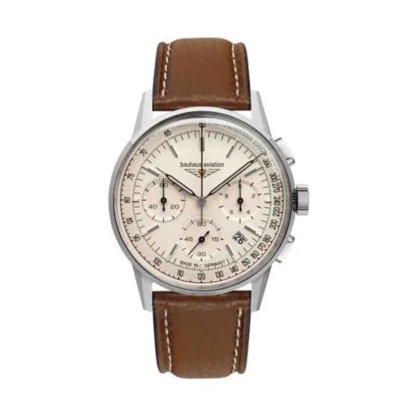 Bauhaus Montre Bauhaus Aviation G38 Chronograph Quartz Cadran Beige Bracelet Cuir - 23765