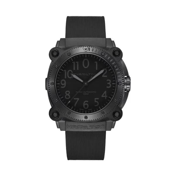 Hamilton Montre Automatique Hamilton Collection Khaki Navy en Caoutchouc Noir