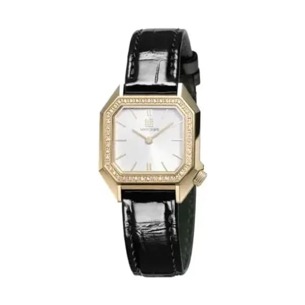 March LA.B Montre March LA.B Lady Mansart Electrique Diamants Or 18k Alligator Noir