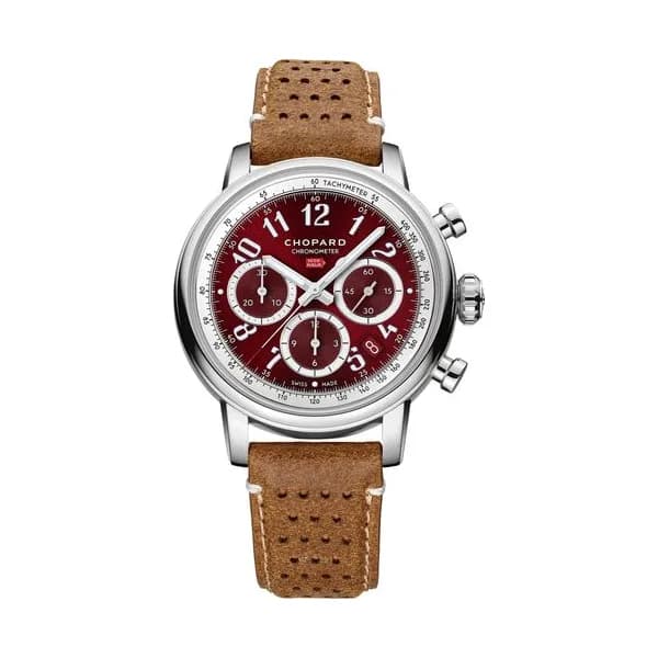 Chopard Montre Chopard Mille Miglia Classic Chronographe automatique cadran rouge bracelet cuir brun 40,5 mm