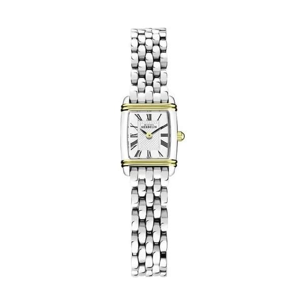Michel Herbelin Montre Michel Herbelin Art Déco quartz bicolore cadran blanc chiffres romains bracelet acier