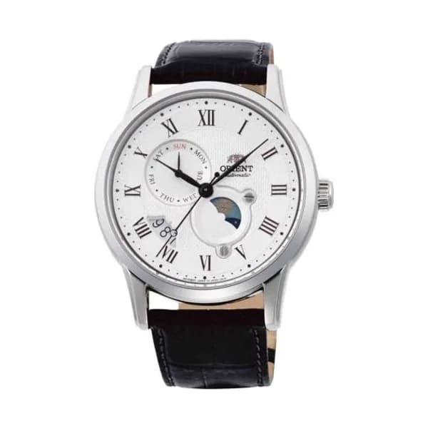 Orient Montre Orient Classic Sun & Moon Automatique Cadran Blanc Bracelet Cuir - RA-AK0008S