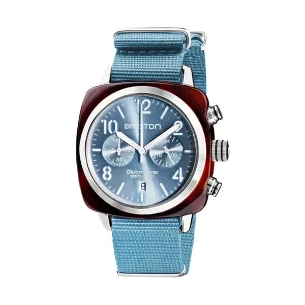 Briston Montre Clubmaster Classic Chrono Bleu Glacier 19140.SA.T.25.NIB