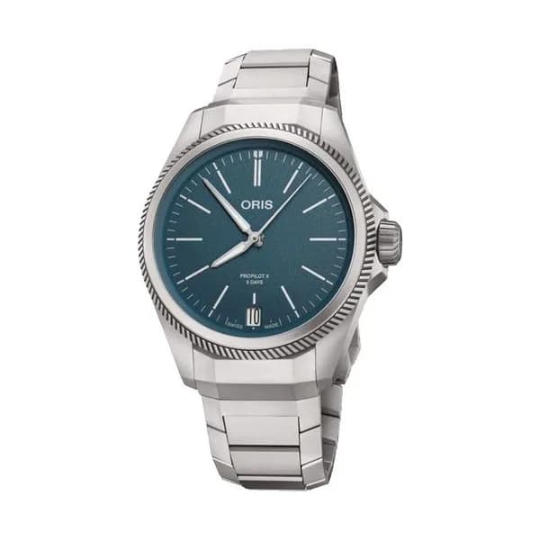 Oris Montre Oris ProPilot X Calibre 400 Titane automatique cadran bleu bracelet titane 39 mm