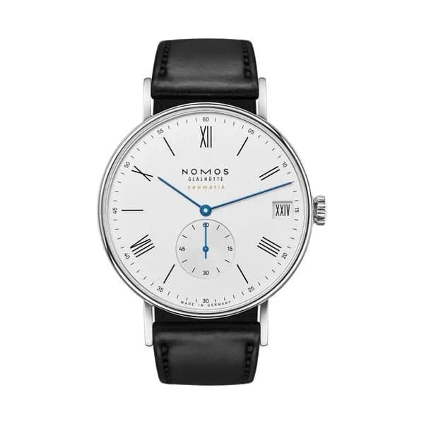 Nomos Montre Nomos Ludwig Neomatik automatique cadran blanc bracelet cuir noir 41 mm
