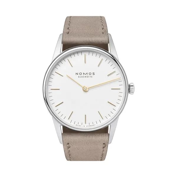 Nomos Montre NOMOS Orion 33 Duo mécanique fond saphir bracelet cuir beige 32,8 mm