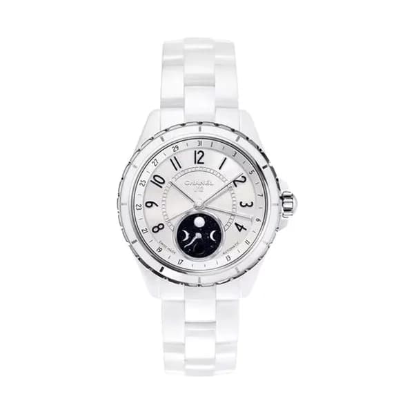 Chanel Montre CHANEL J12 Moonphase automatique cadran blanc bracelet céramique blanche 38 mm