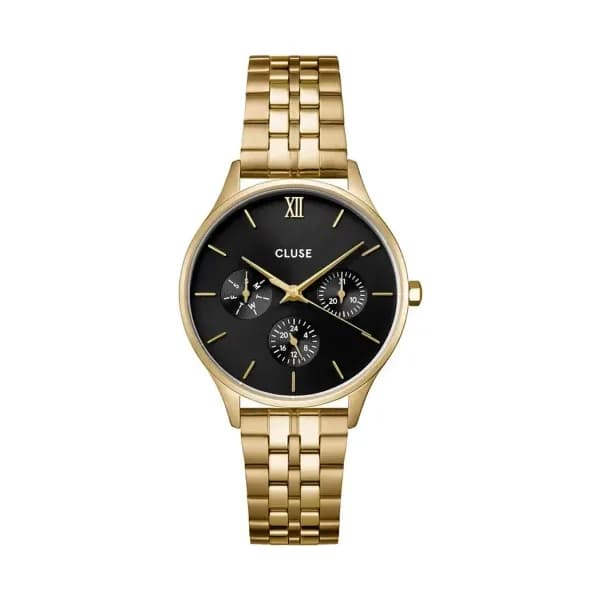Cluse Minuit Multifunction Watch Steel, Black, Gold Colour