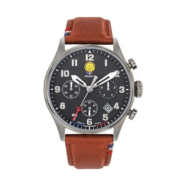 Patrouille de France Montre Patrouille de France Collection Athos 7 en Cuir Marron