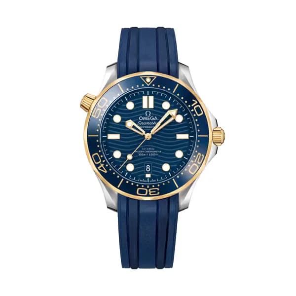 Omega Seamaster 42 mm, acier - or jaune sur bracelet caoutchouc