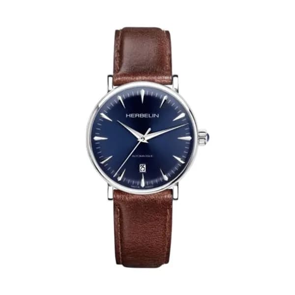 Michel Herbelin Montre Herbelin Inspiration Automatique Cadran Bleu Bracelet Cuir - 1647AP15BR