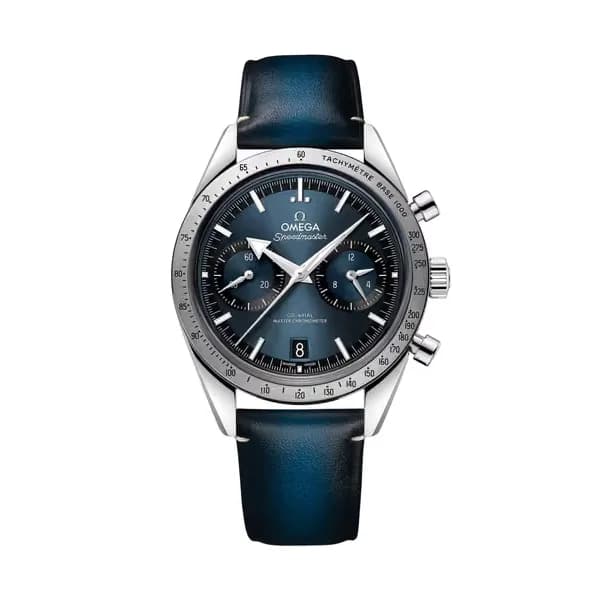 Omega Speedmaster 40,5 mm, acier sur bracelet en cuir