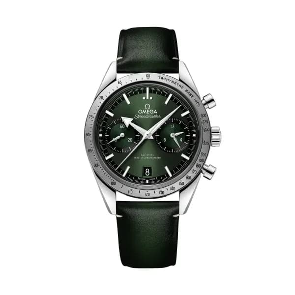 Omega Speedmaster 40,5 mm, acier sur bracelet en cuir