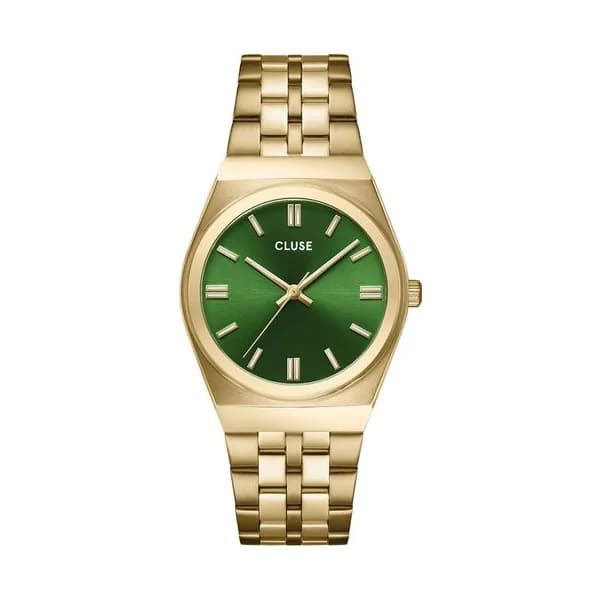 Cluse Retro 70s Watch Steel, Forest Green, Gold Colour
