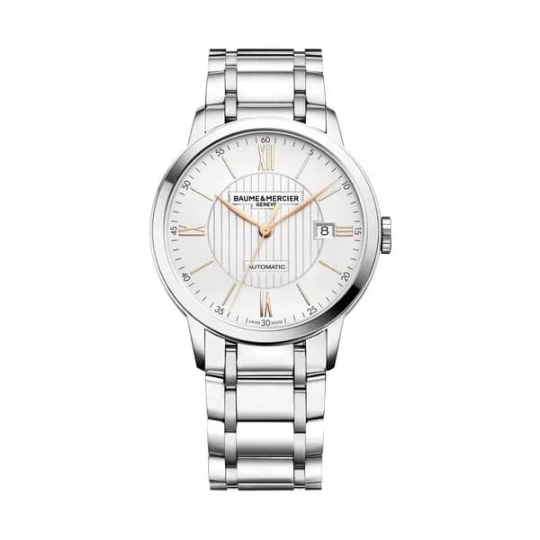 Baume & Mercier Montre Baume et Mercier Classima automatique cadran blanc bracelet acier 40 mm