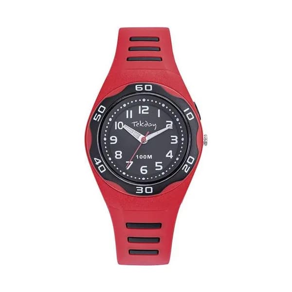 Tekday Montre Tekday en Plastique Rouge