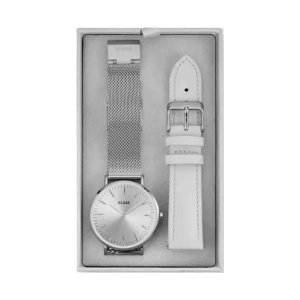 Cluse Montre Cluse Gift Box Boho Chic Watch and Strap, Silver Colour - - CG10105