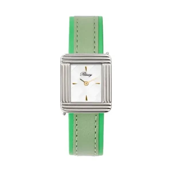 Poiray Montre Poiray Ma Première Cadran Blanc Texturé Bracelet Veau Sellier Olive
