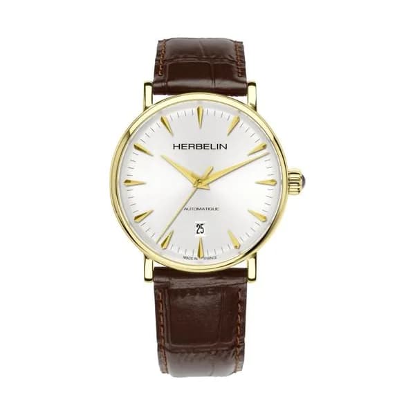 Michel Herbelin Montre Herbelin Inspiration Automatique Cadran Argent Bracelet Cuir - 1647P11MA
