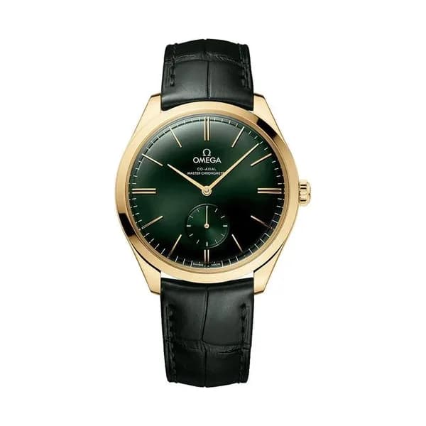 Omega Montre Omega de Ville Trésor Co-Axial Master Chronometer Petite Seconde Or jaune automatique cadran vert bracelet cuir vert 40 mm
