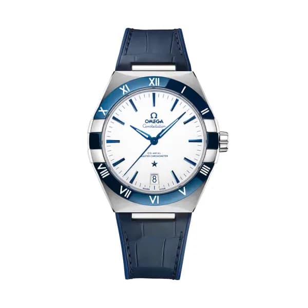 Omega Constellation 41 mm, acier sur bracelet en cuir