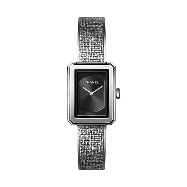 Chanel Montre CHANEL BOY∙FRIEND tweed cadran noir acier petit modèle