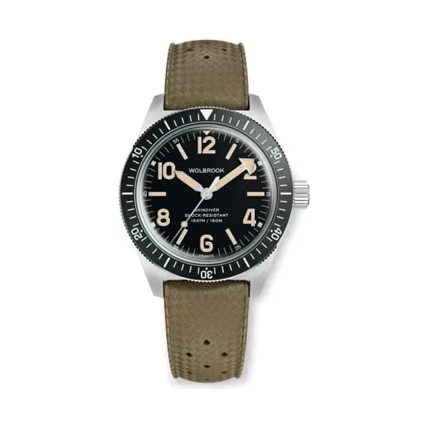 Wolbrook Montre automatique Skindiver - Vintage lum & cadran noir