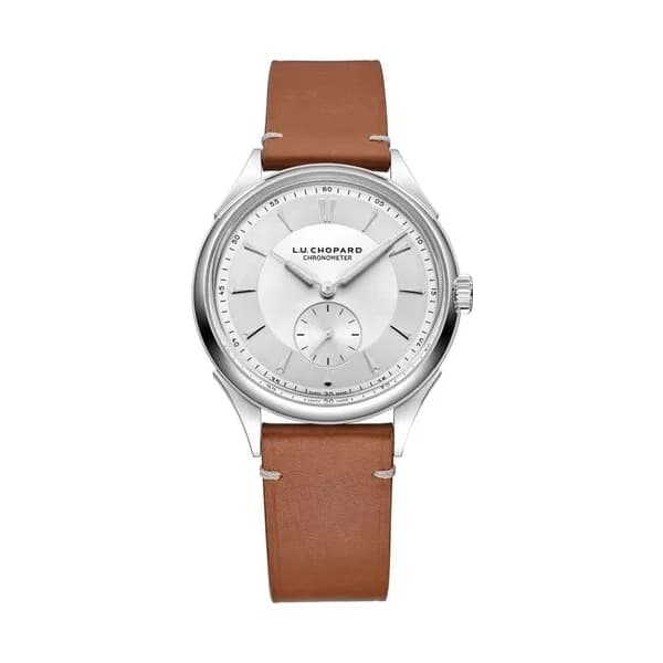 Chopard Montre Chopard L.U.C Qualité Fleurier automatique cadran argenté bracelet cuir 39 mm