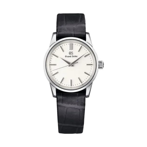 Grand Seiko Montre Grand Seiko Elegance quartz cadran blanc bracelet cuir noir 34 mm