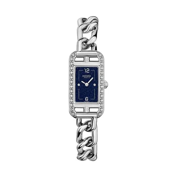 Hermès Montre HERMÈS Nantucket Petit Modèle quartz cadran aventurine serti bracelet acier 17 mm