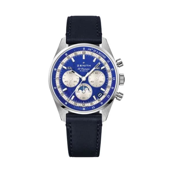 Zenith Montre Zenith Chronomaster Original Triple Calendar El Primero cadran Lapis Lazuli bracelet cuir 38 mm